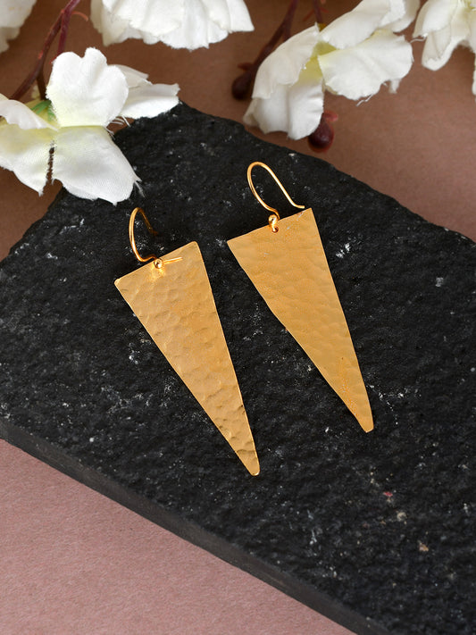 Gold Plated Hammered Triangle Earrings for Women Online