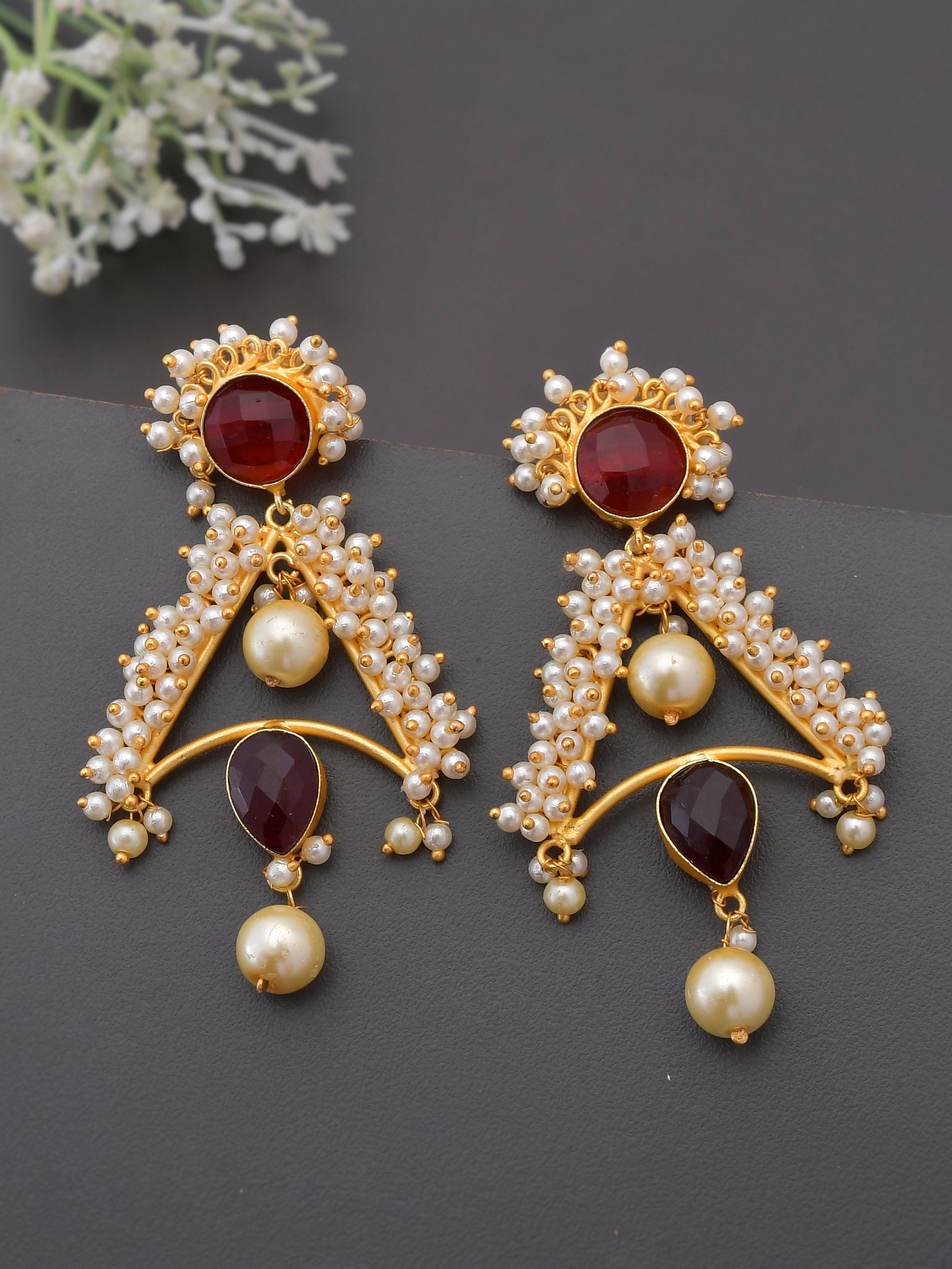 Gold plated ritu pearl earrings
