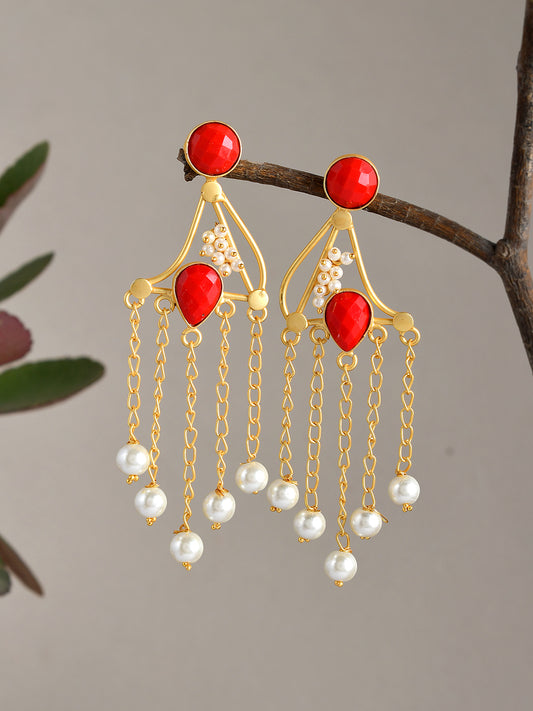 Gold Plated Shruti Pearl Drop Earrings for Women Online