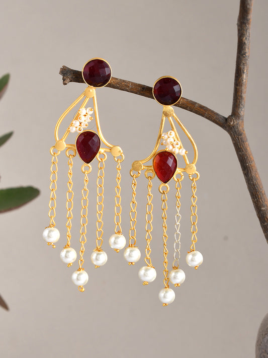 Gold Plated Gomti Pearl Dangler Earrings for Women Online