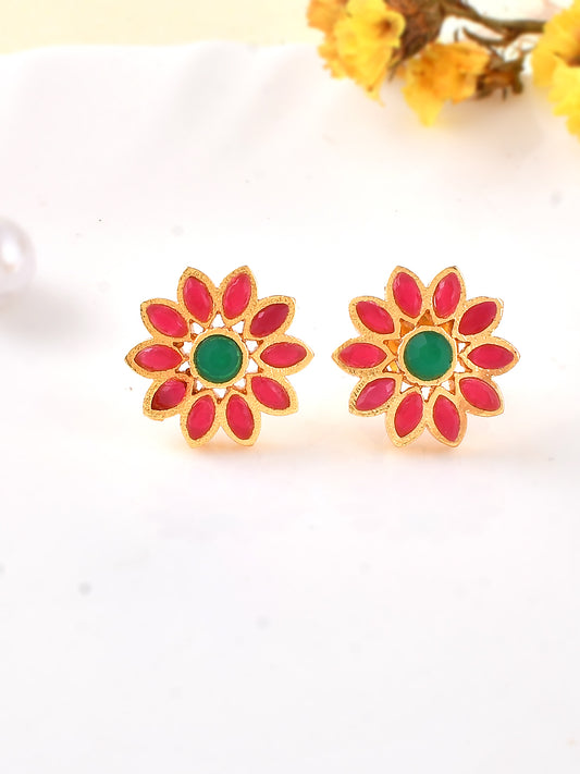 Gold Plated Floral Stud Earrings for Women Online