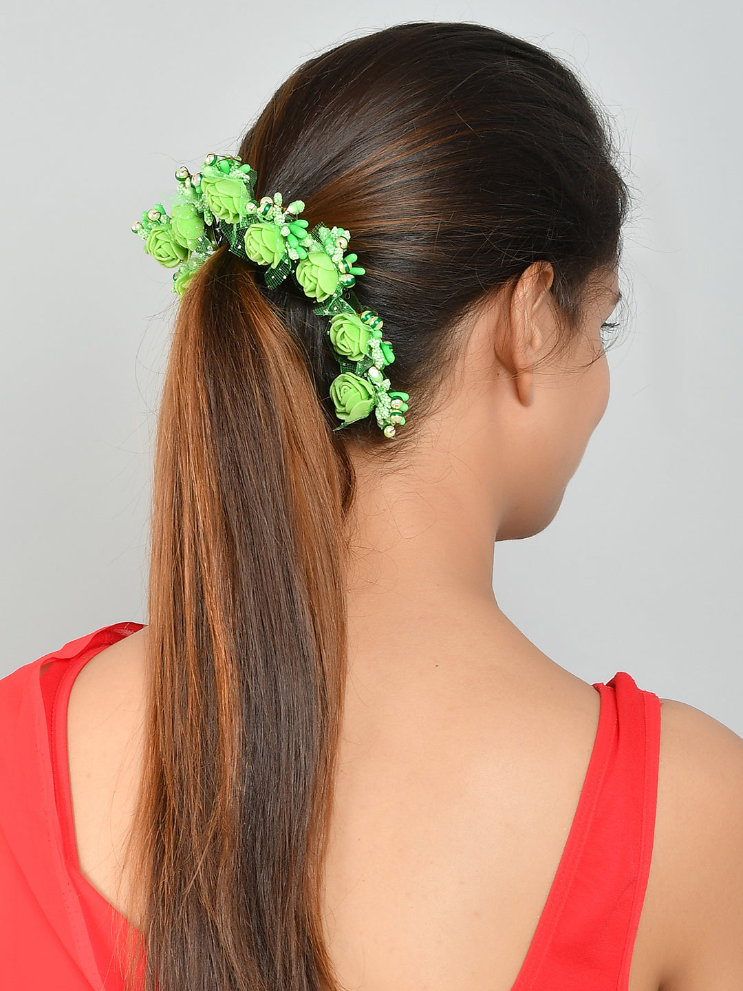 Set of 10 Green Flower Juda Hair Bun Accessory Set