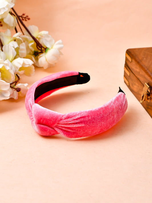 Pink Velvet Knot Hairband - Hair Accessories for Women Online