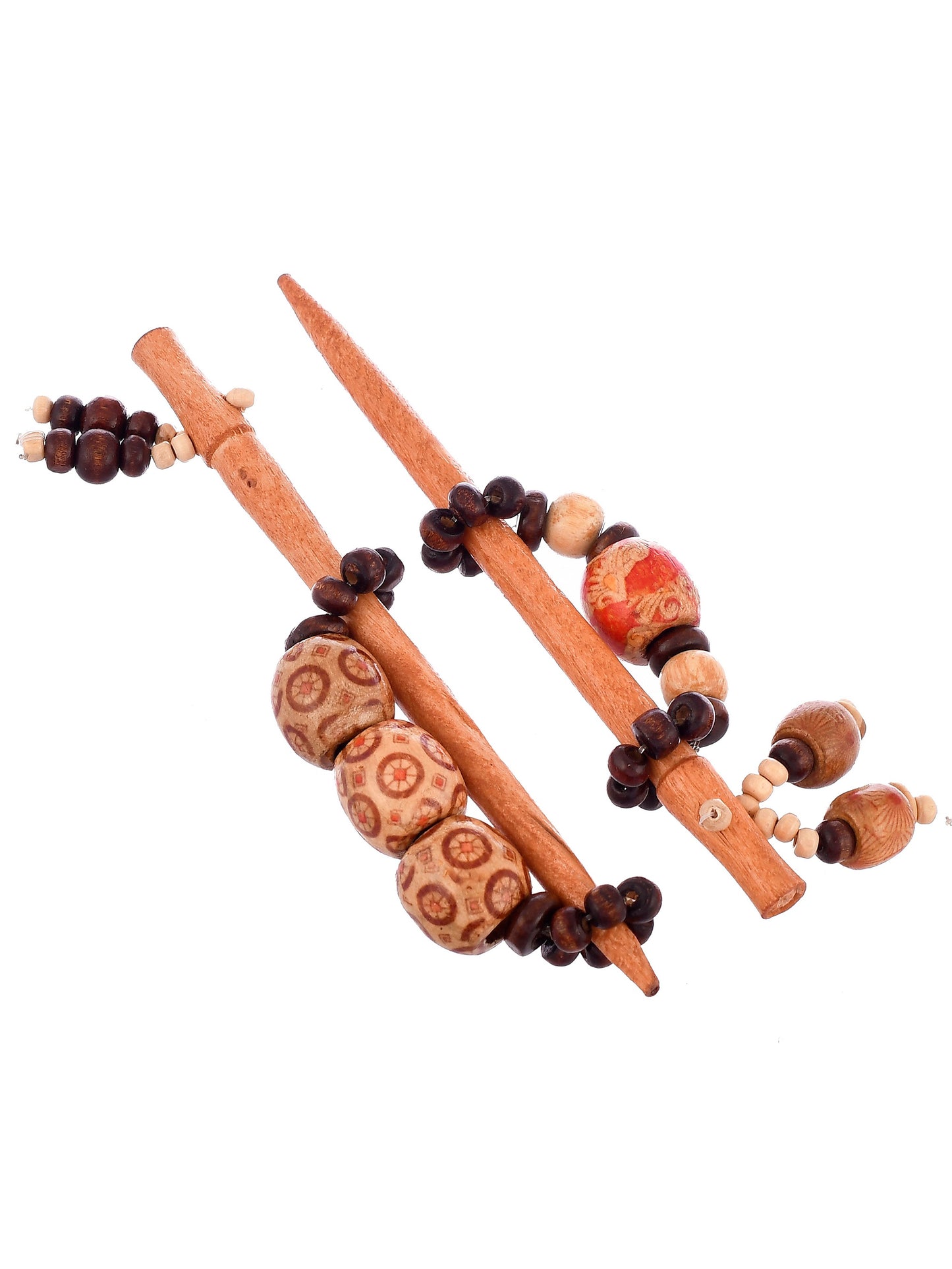 Set of 2 Wooden Beaded Hair Accessory