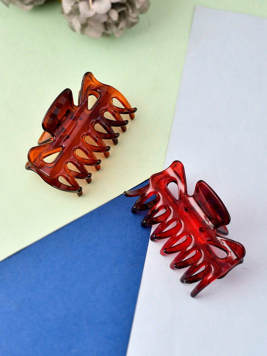 Set of 2 Red & Brown Hair Claw Clips for Women Online