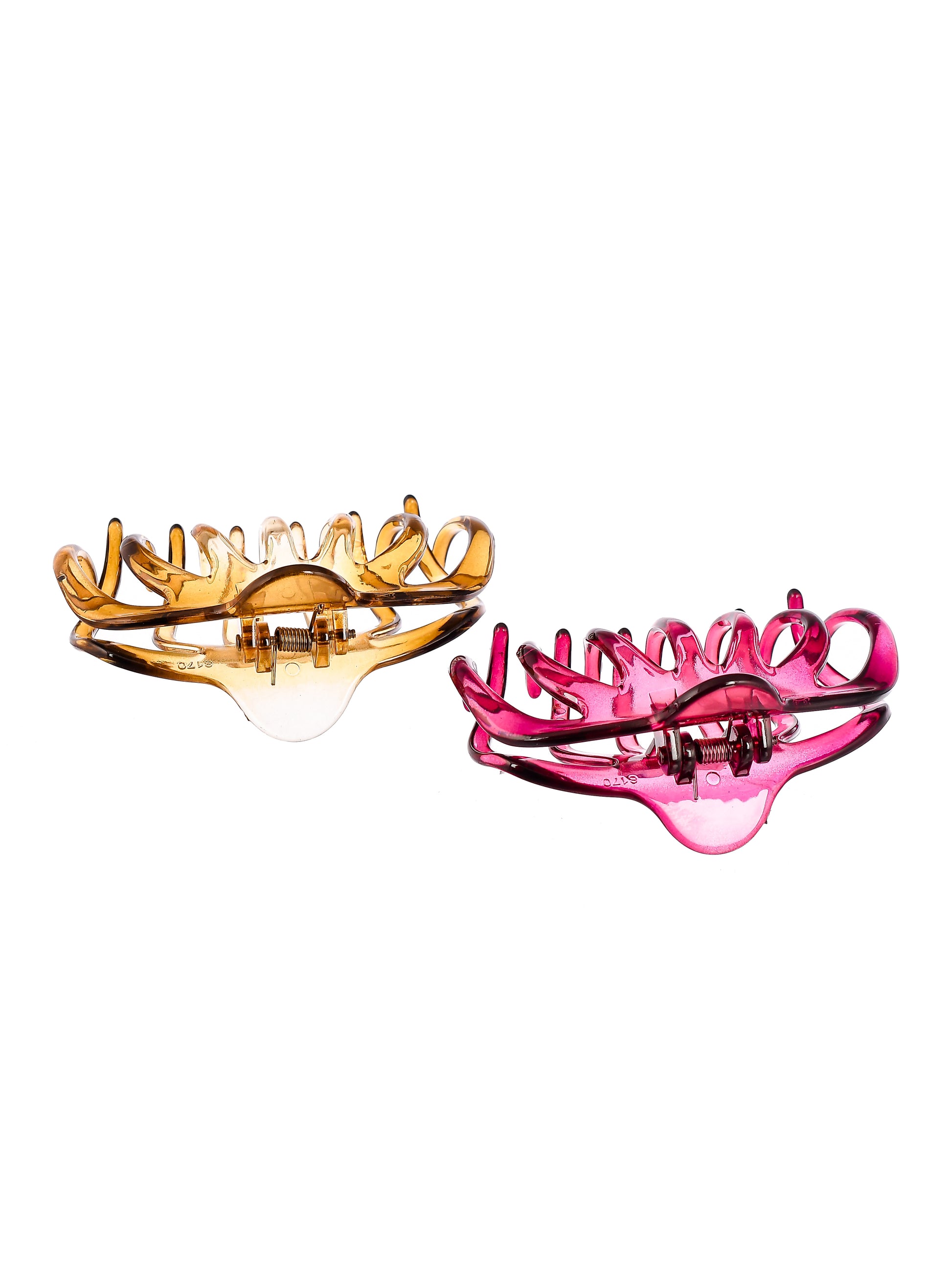 Set of 2 Pink & Yellow Hair Claw Clips