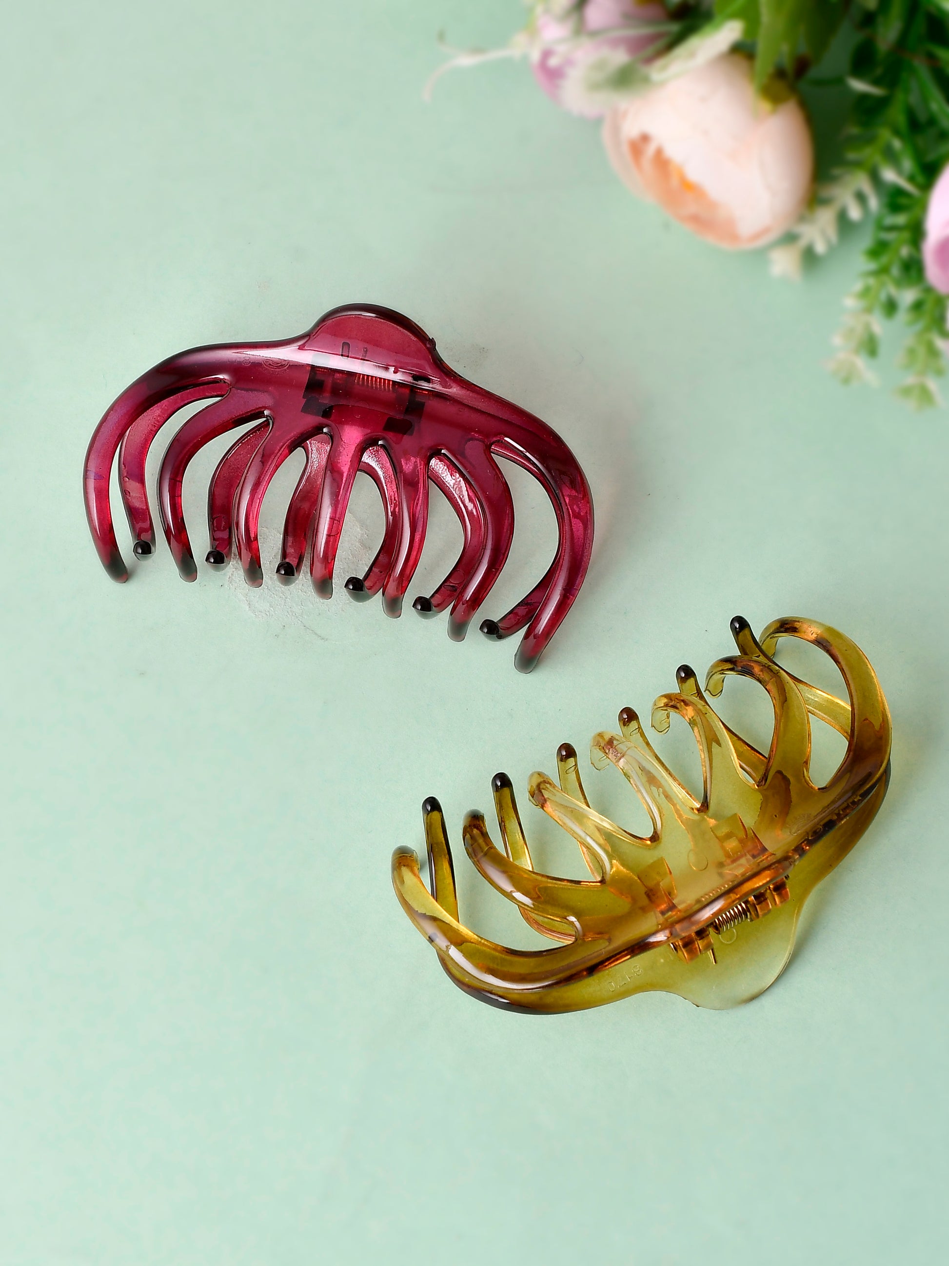 Set of 2 Pink & Yellow Hair Claw Clips for Women Online