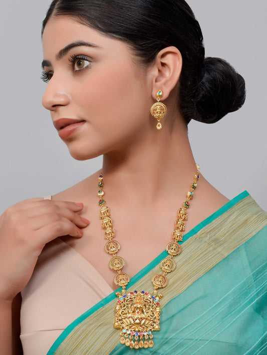 Gold Plated Laxmi Temple Jewellery Set