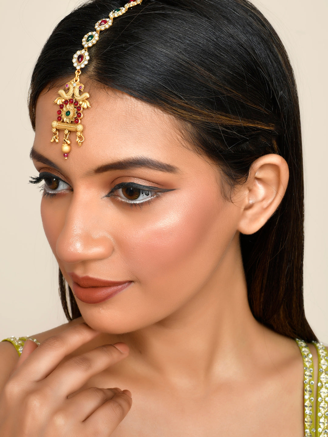 Traditional Gold Plated South Indian Matha Tikka For Women