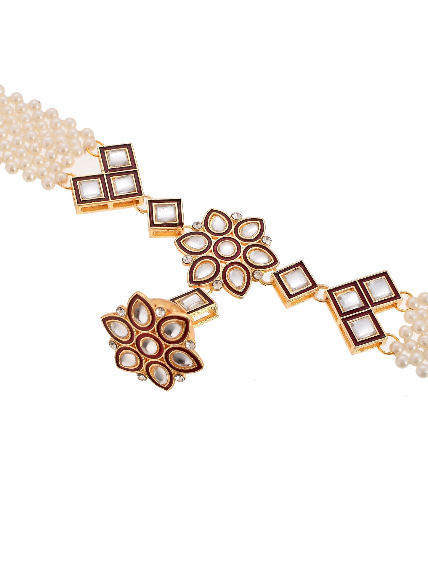 Kundan Layered Pearl Borla Sheeshphool Matha Patti