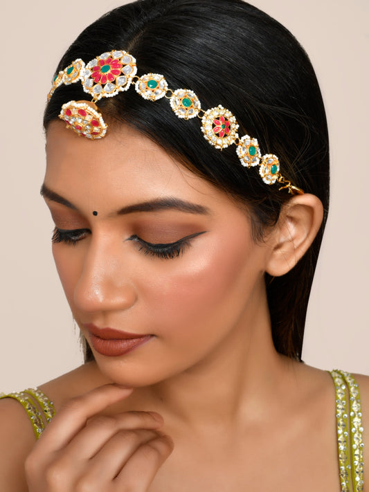 Kundan Rajputi Borla Matha Patti - Head Jewellery for Women Online