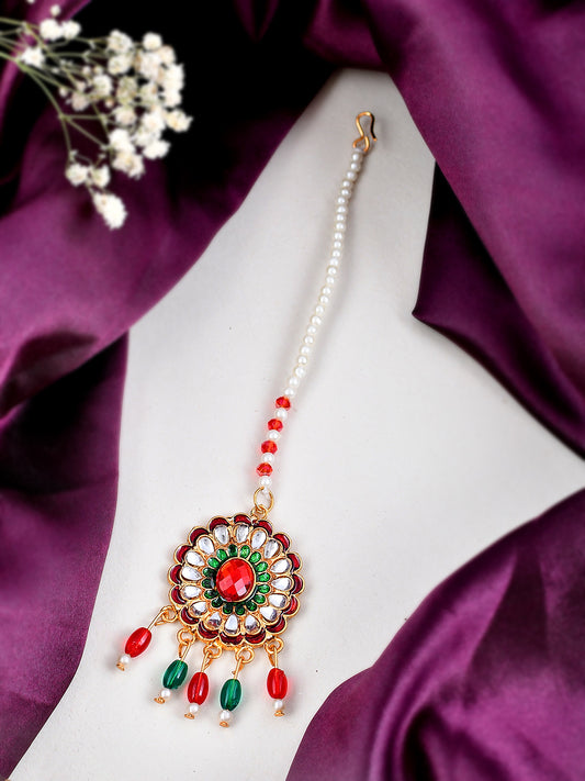 Meenakari Kundan Maang Tikka - Head Jewellery for Women Online