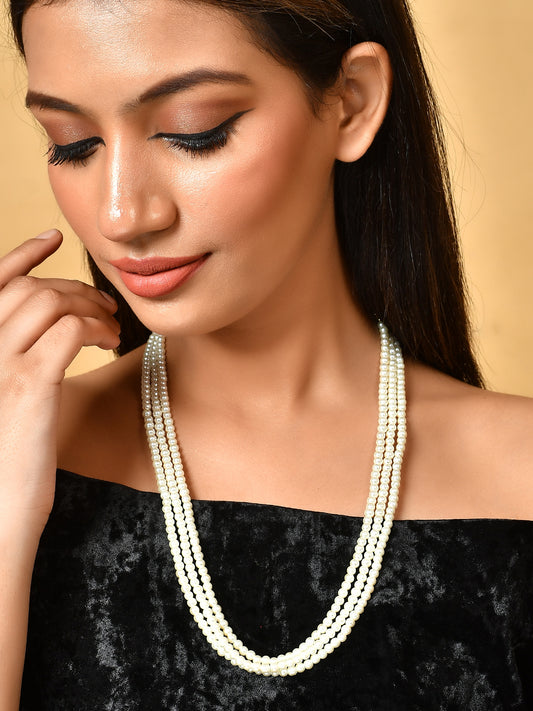 Long Triple Layered Pearl Necklaces for Women Online