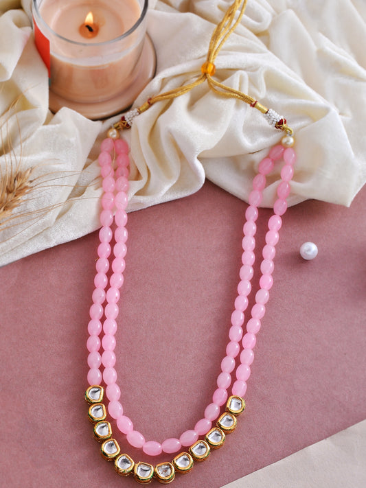 Unisex Pink & Gold Plated Kundan Layered Necklaces for Women Online