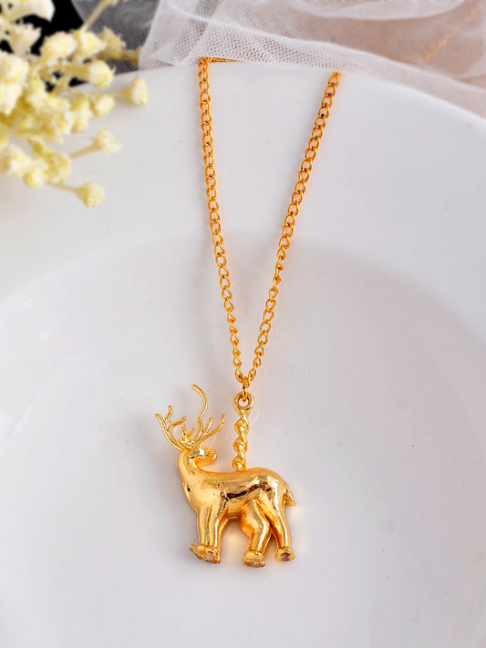 Gold Plated Handcrafted Reindeer Pendant Gold Plated Necklaces for Women Online