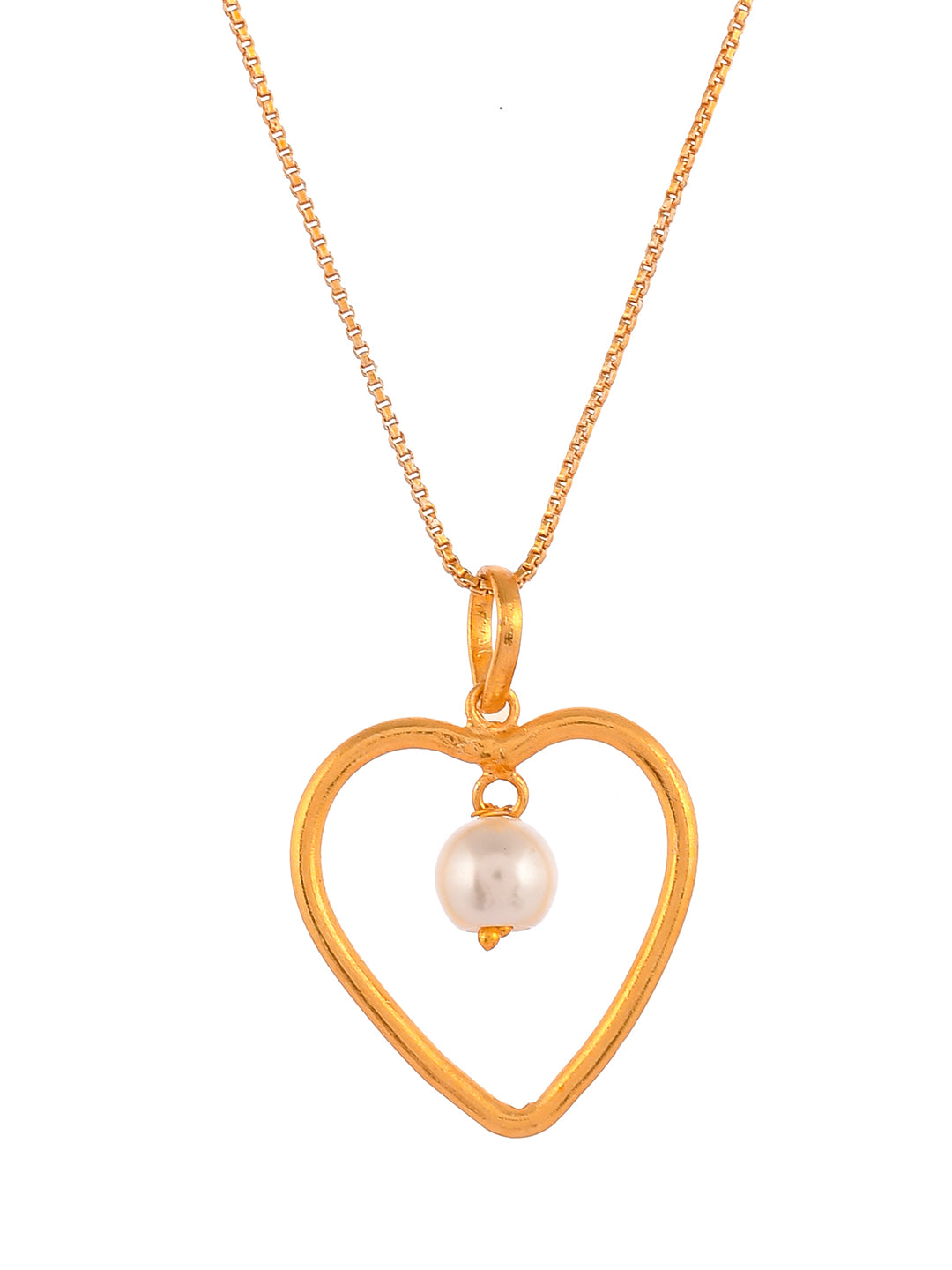 Heart Pearl Drop Pendant with Chain