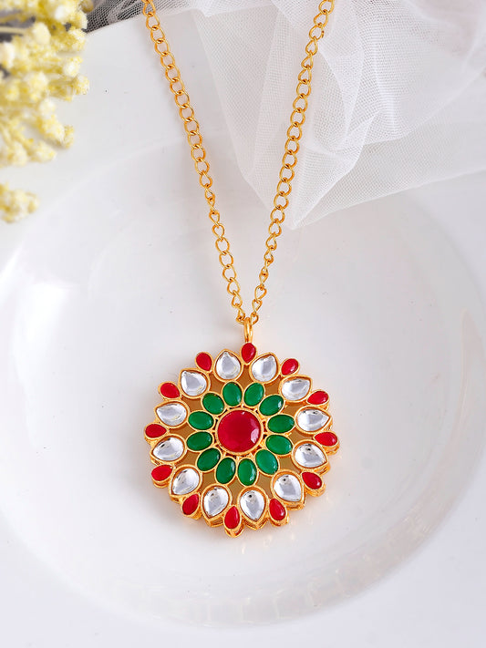 Kundan Multi Stone Pendant Gold Plated Necklaces for Women Online