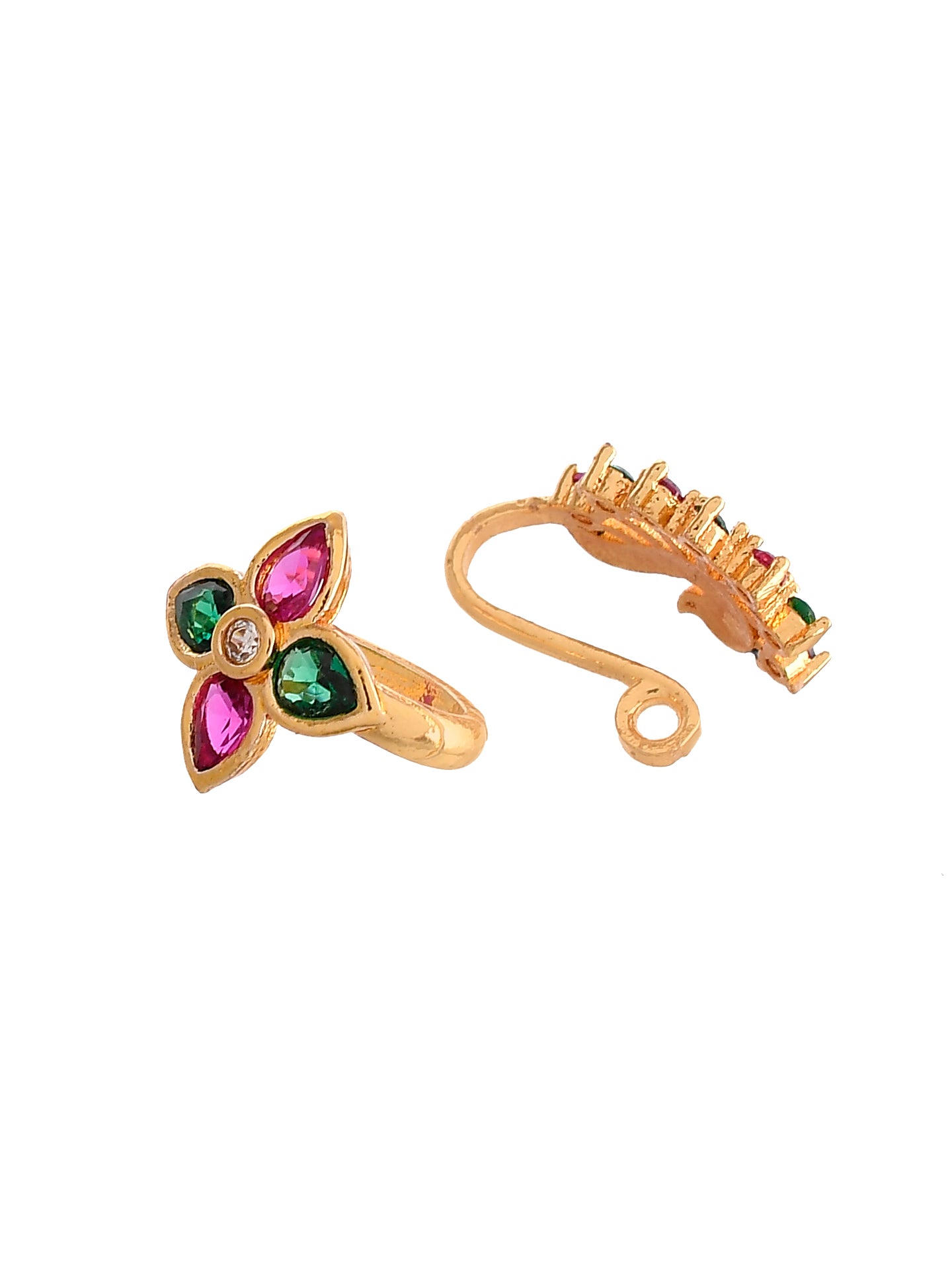 Gold Plated Set of 2 Kundan Studded Traditional Nose Pin