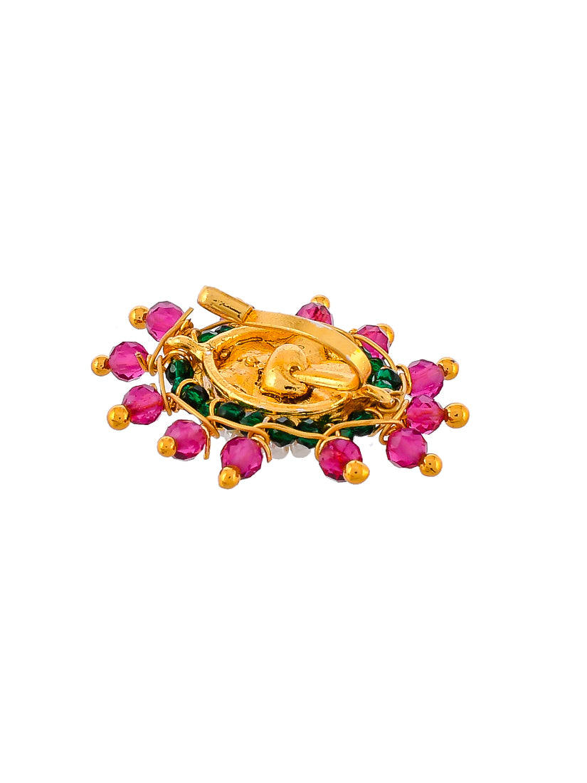 Gold Plated multicolor Stones faceted Nose stud