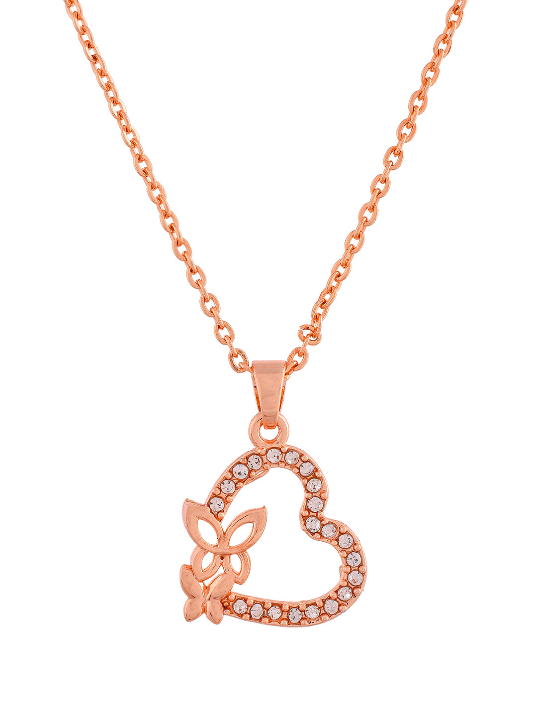 Heart CZ Rose Gold Pendant Chain