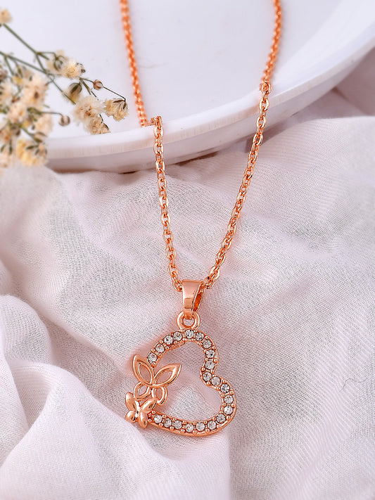 Heart Cz Rose Gold Pendant Chains for Women Online