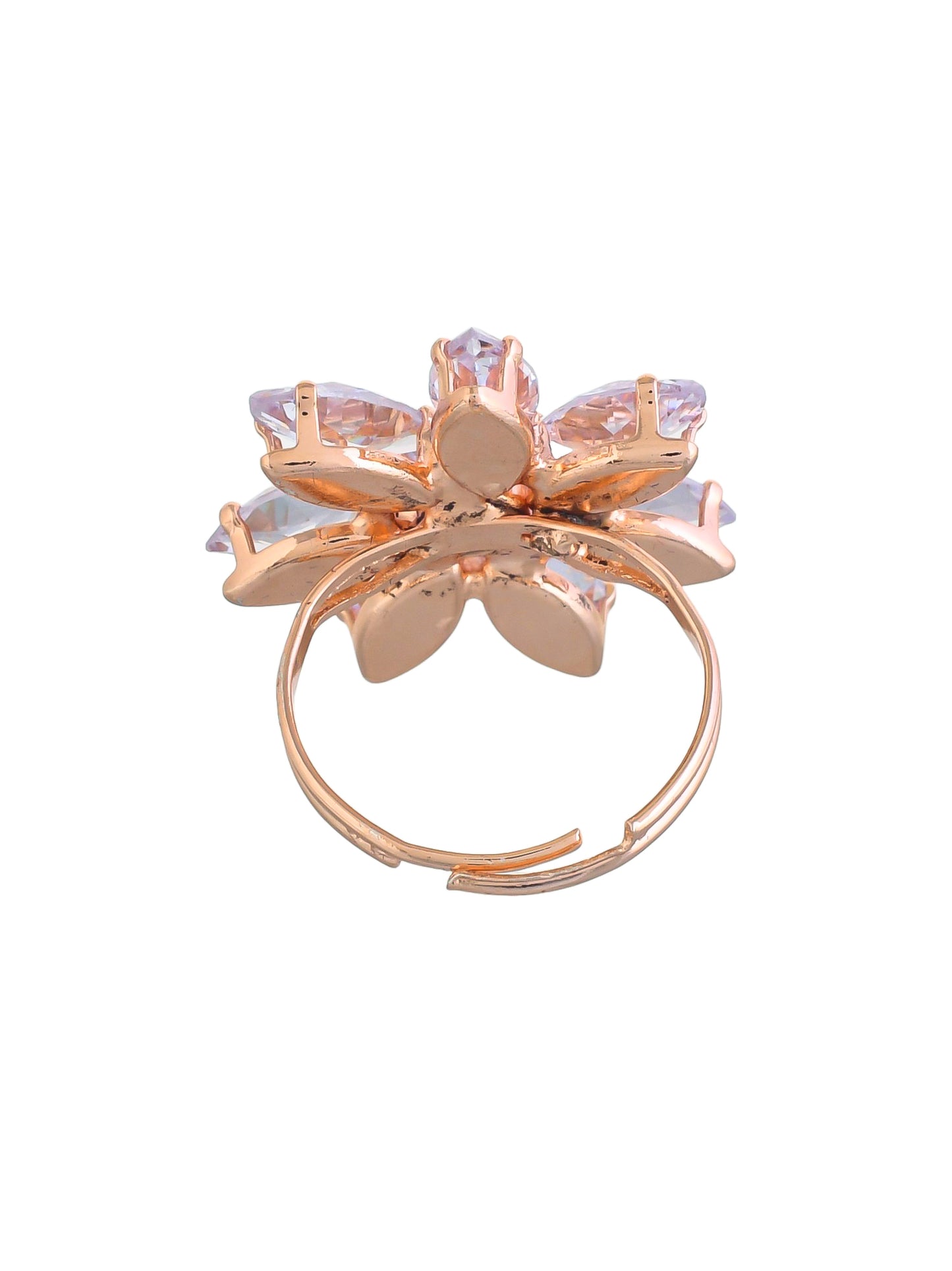 American Diamond-Studded Floral Ring.
