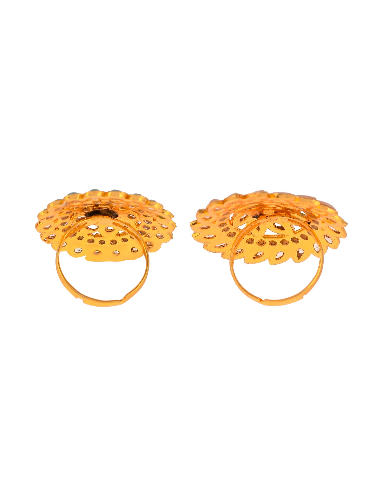 Set of 2 Gold Plated Meenakari Enamelled Traditional Finger Rings