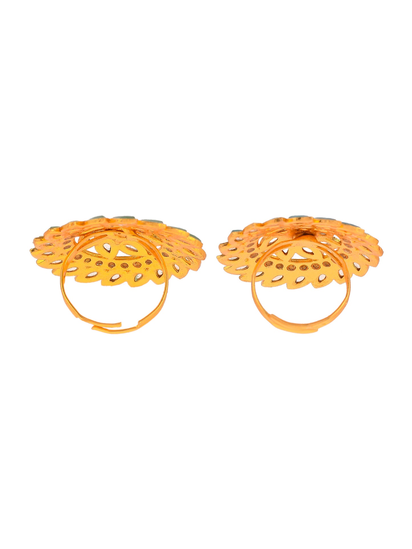 Set of 2 Gold Plated Enamelled Kundan Wedding Rings