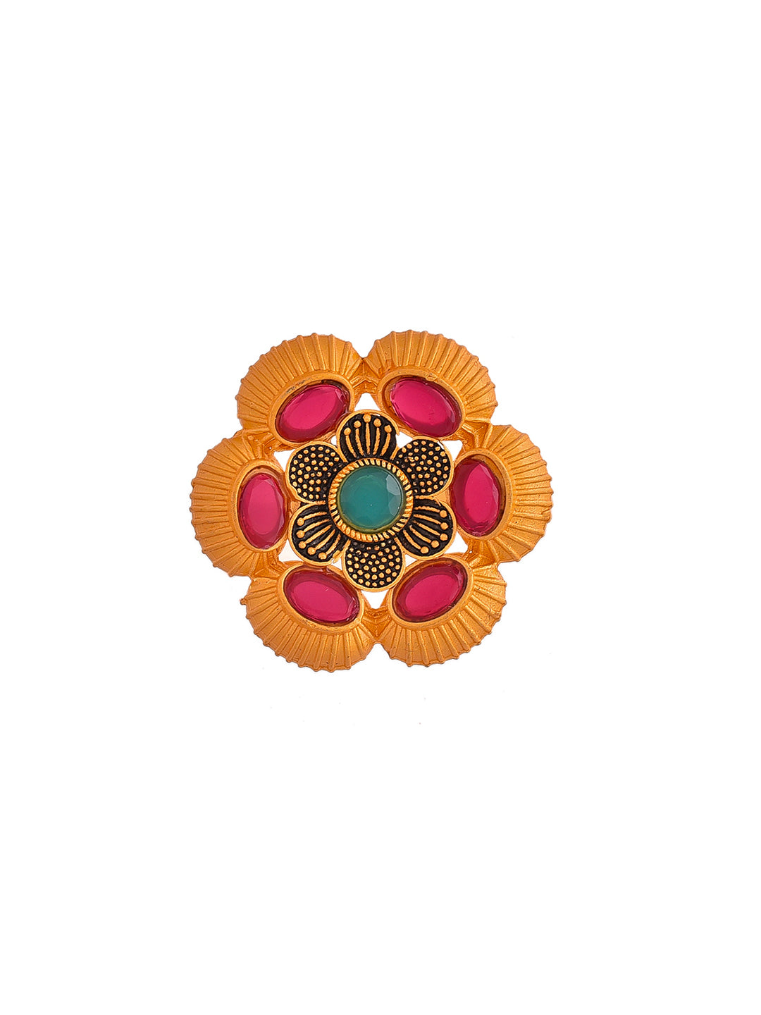 Gold Plated Floral Adjustable Finger Ring