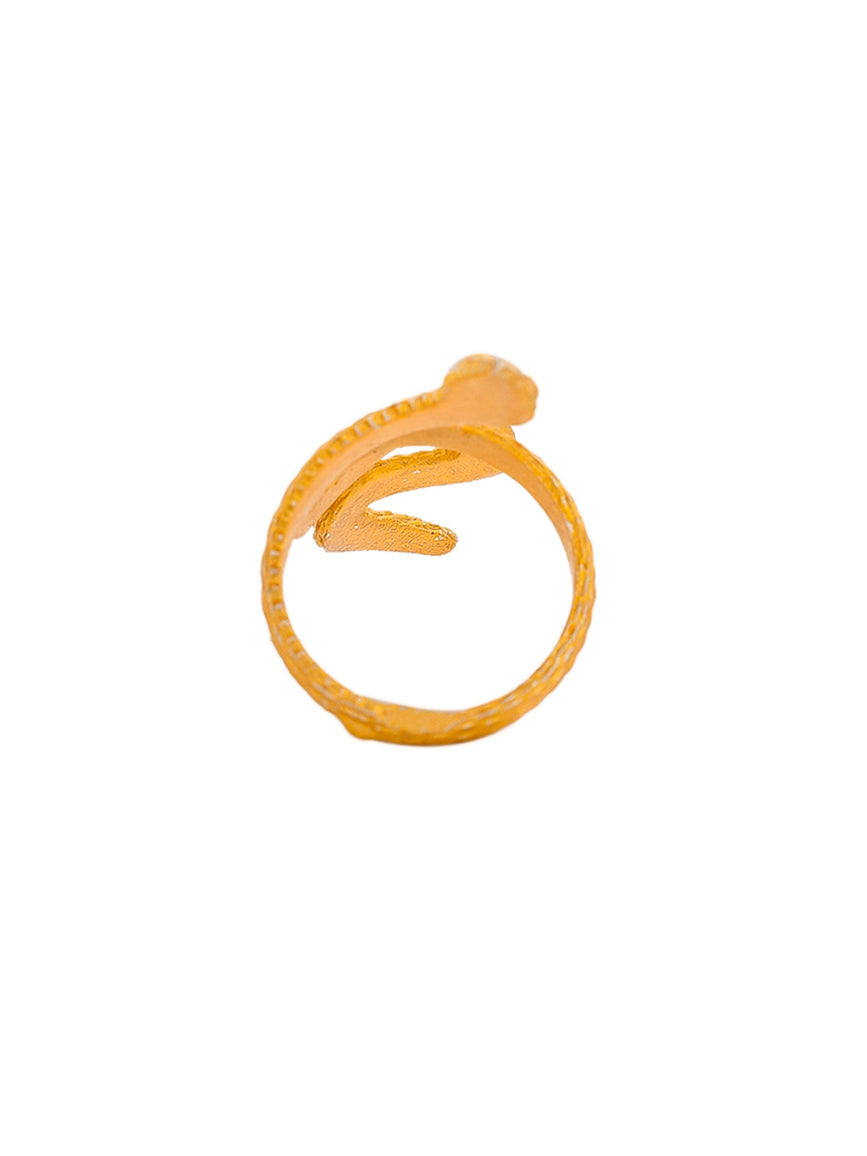 Textured Gold Plated Handcrafted Finger Ring. 