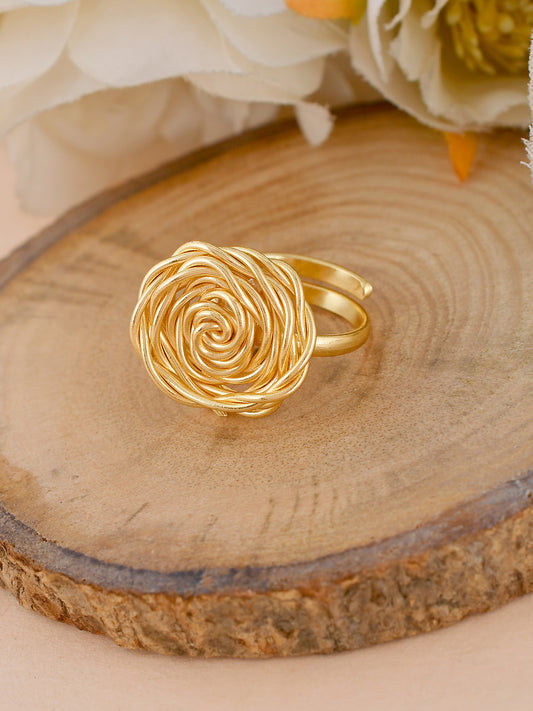 Gold Plated Meshwire Rose Finger Rings for Women Online