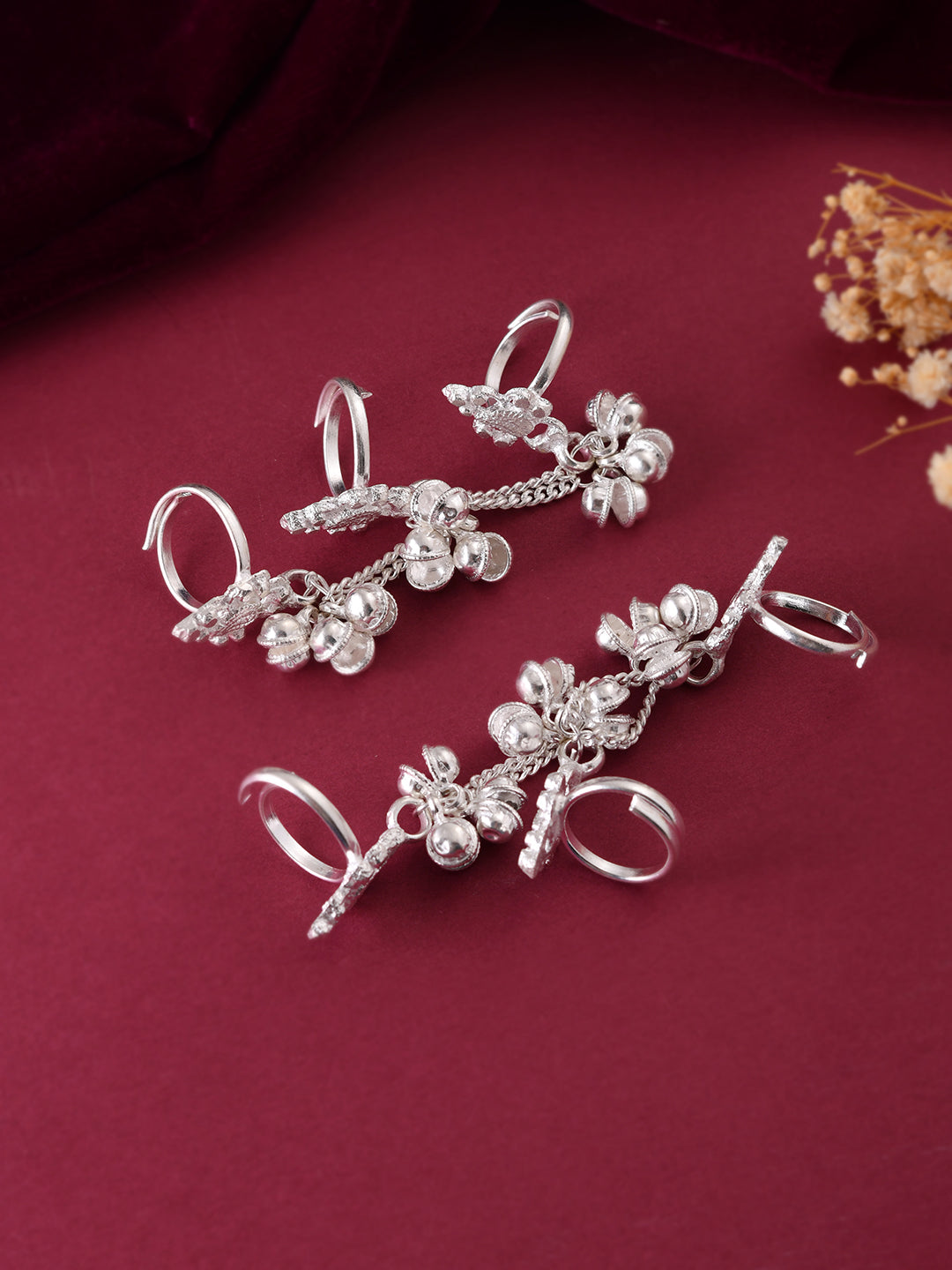 Silver Plated Bridal Adjustable Toe Ring & Bichhiya For Women