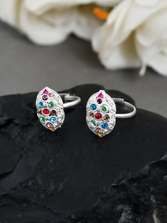 Multicolor Silver Plated Toe Rings for Women Online