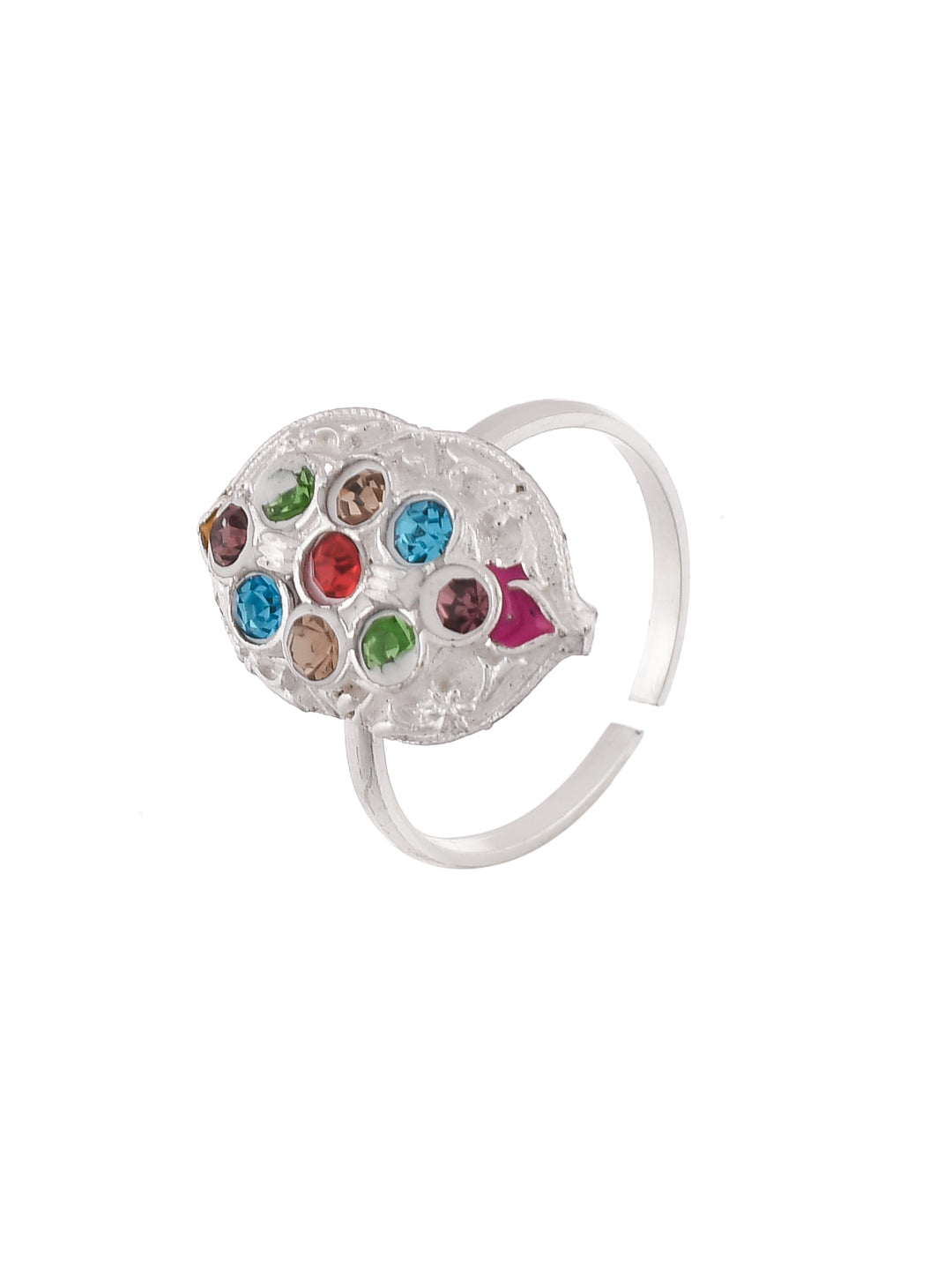 Multicolor Silver plated Toe Ring