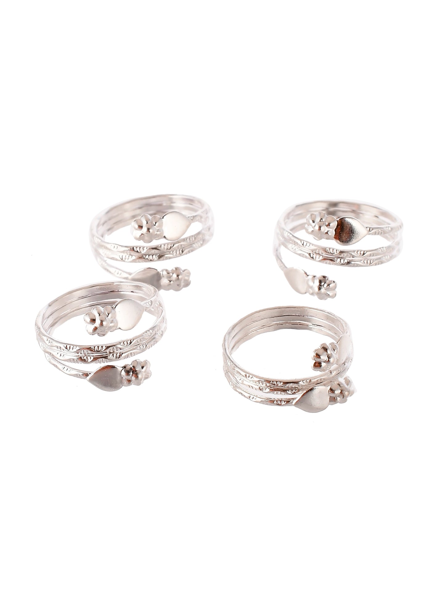 Set of 4 Silver Plated Bichiya Toe Rings