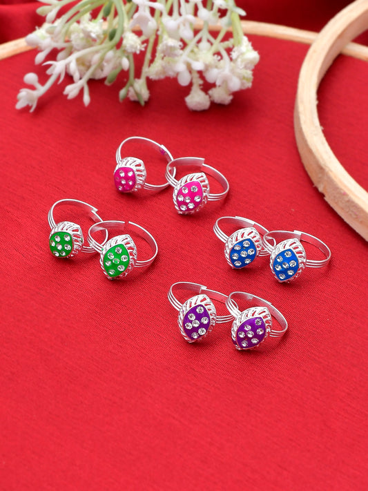 4 Colorful Silver Plated Toe Rings for Women Online