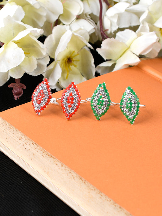 Set of 2 Colorful Silver Plated Toe Rings for Women Online
