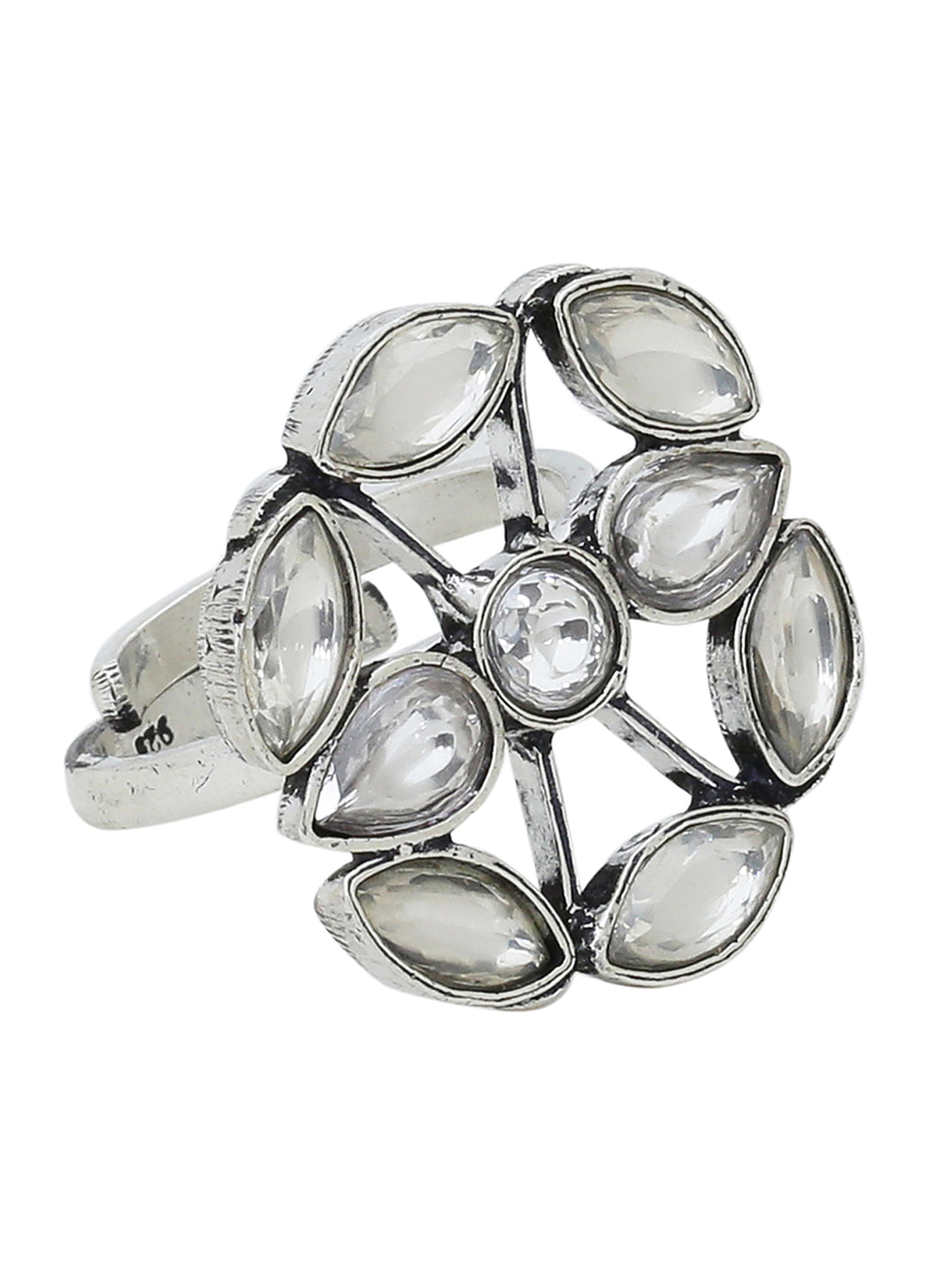 Silver kundan Ring For Woman SMR 3063