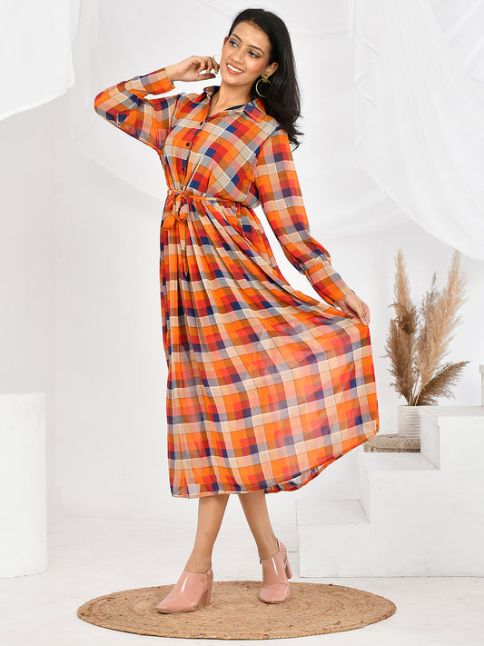 Red Checks Western Dresses for Women & Girls for Party Online