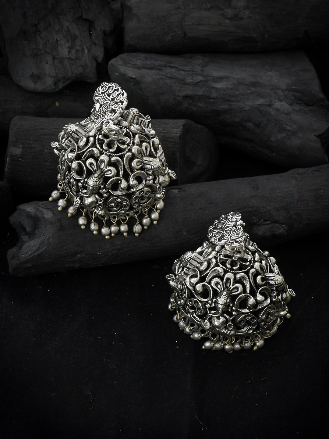 Buy Oxidised Silver Jhumka Earrings for Women Online at Silvermerc