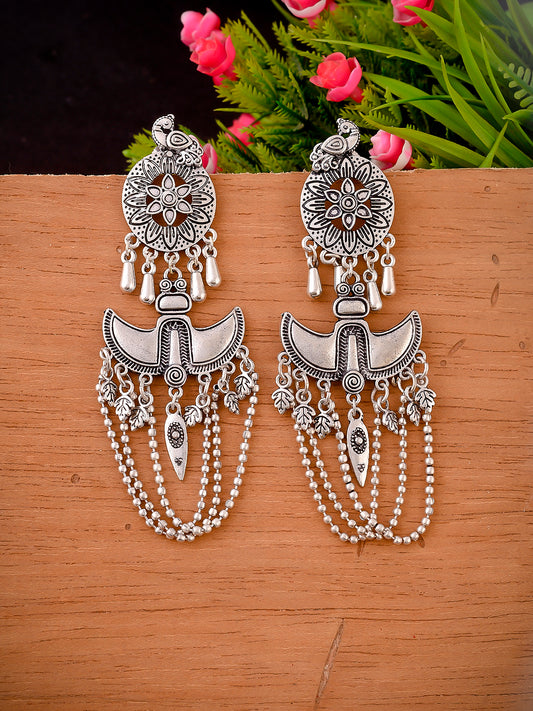 Oxidised Silver Boho Afghani Earrings for Women Online
