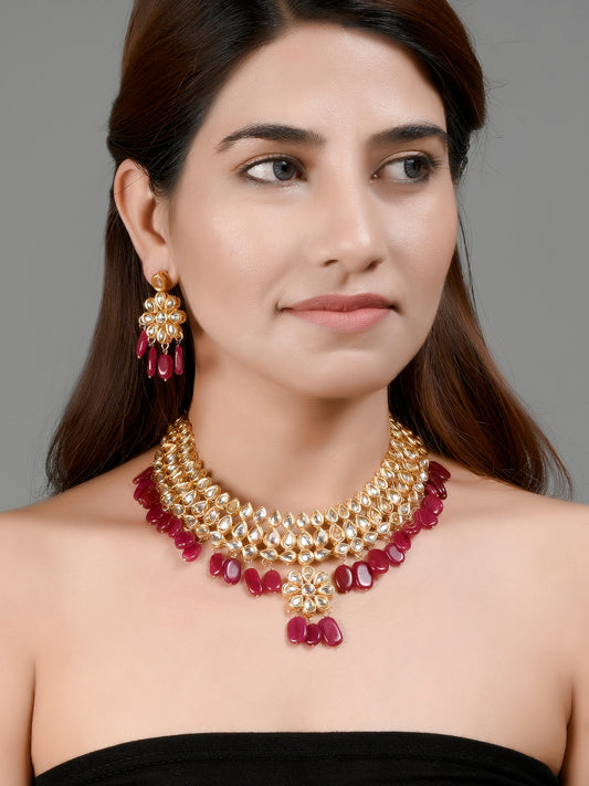 Gold Plated Kundan Necklace Set Women Online