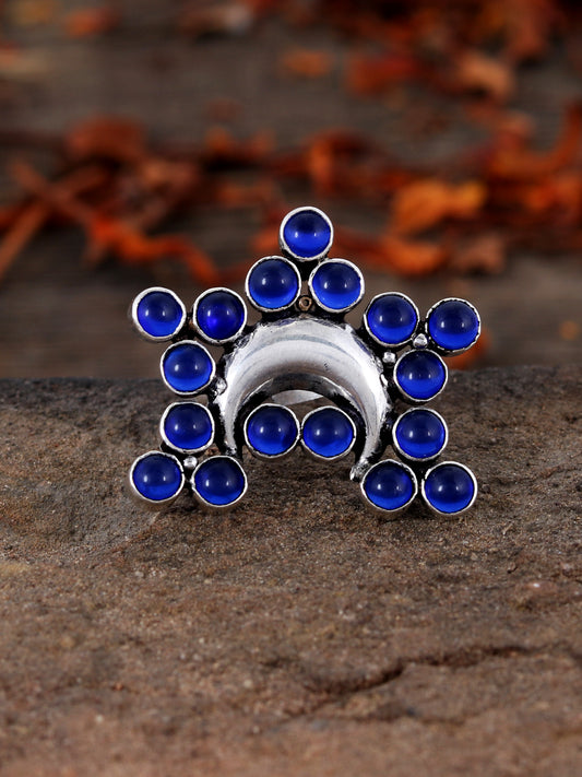 Oxidised Sterling Silver Blue 925 Silver Rings for Women Online