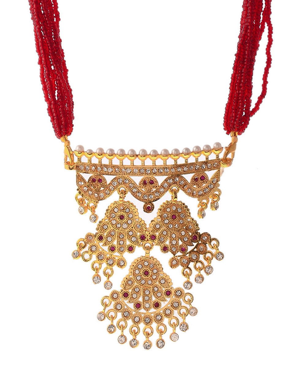 Gold Plated Rajasthani Ethnic Layered Long Necklace