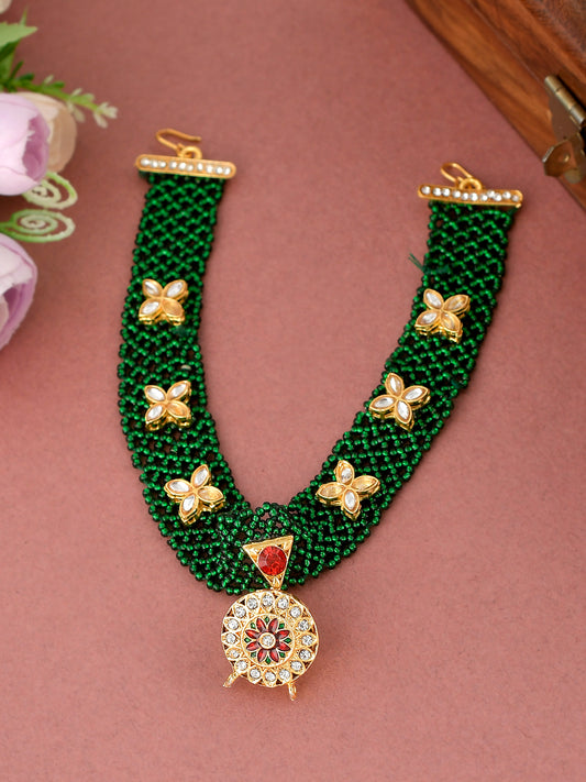 Green Beads Headchain With Borla - Head Jewellery for Women Online