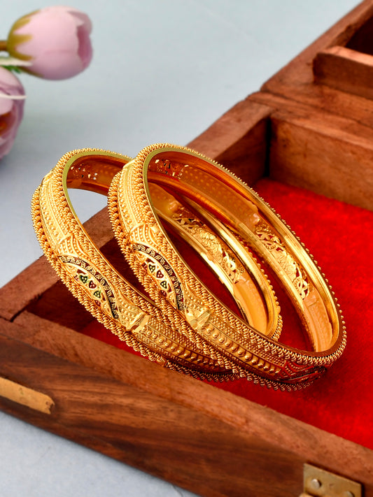 Set of 2 Gold Plated Handcrafted Bangles for Women Online