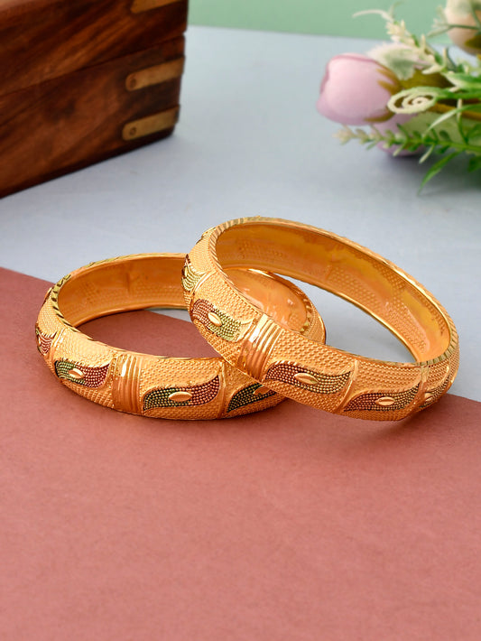 Set of 2 Gold Handcrafted Bangles for Women Online