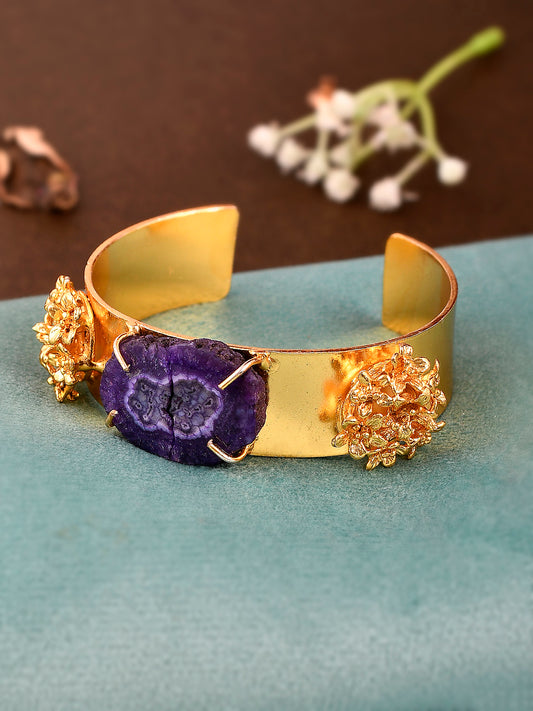 Purple Stone Studded Kada Gold Plated Bracelets for Women Online