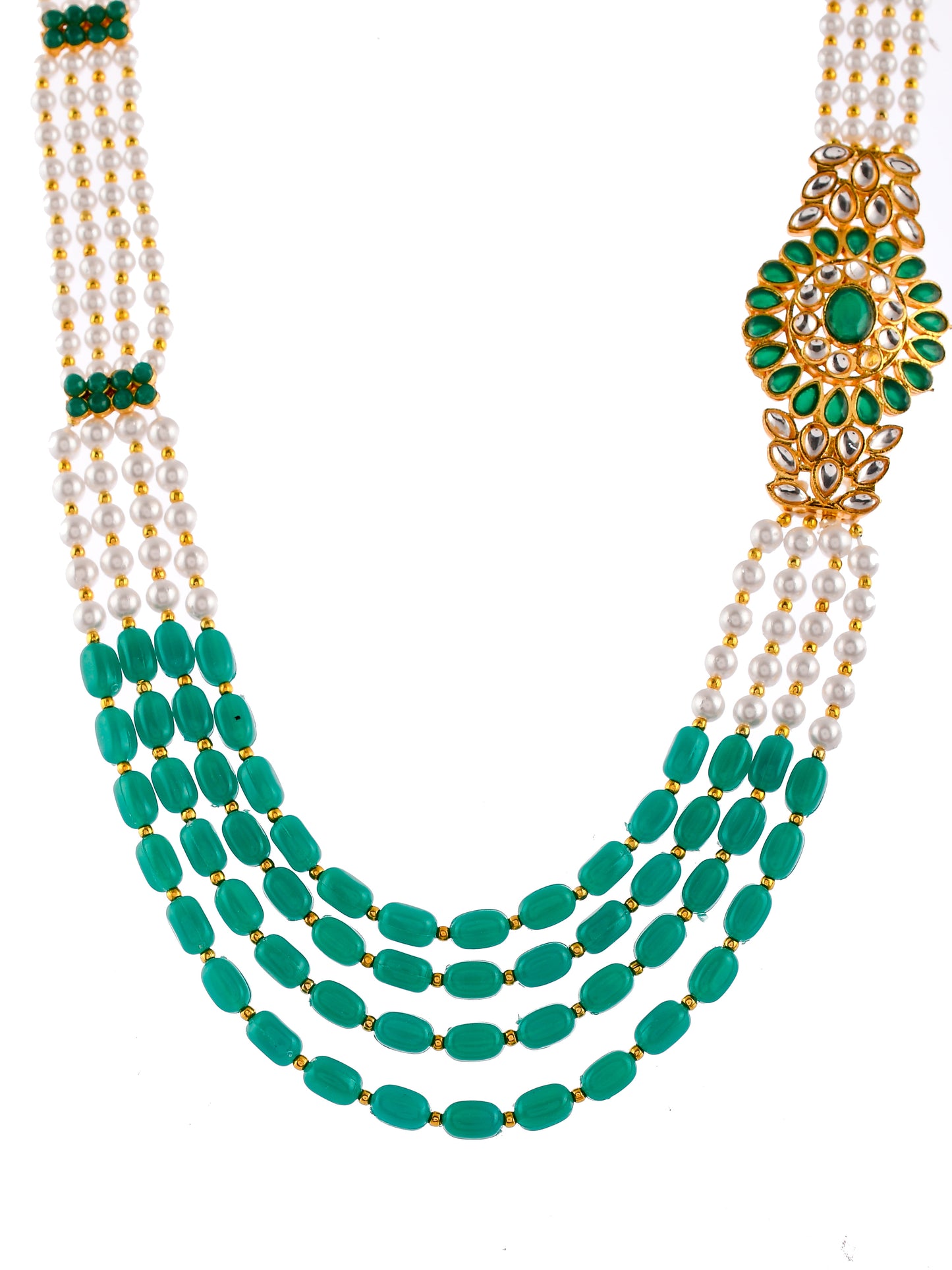 Side Kundan Brooch Layered Necklace