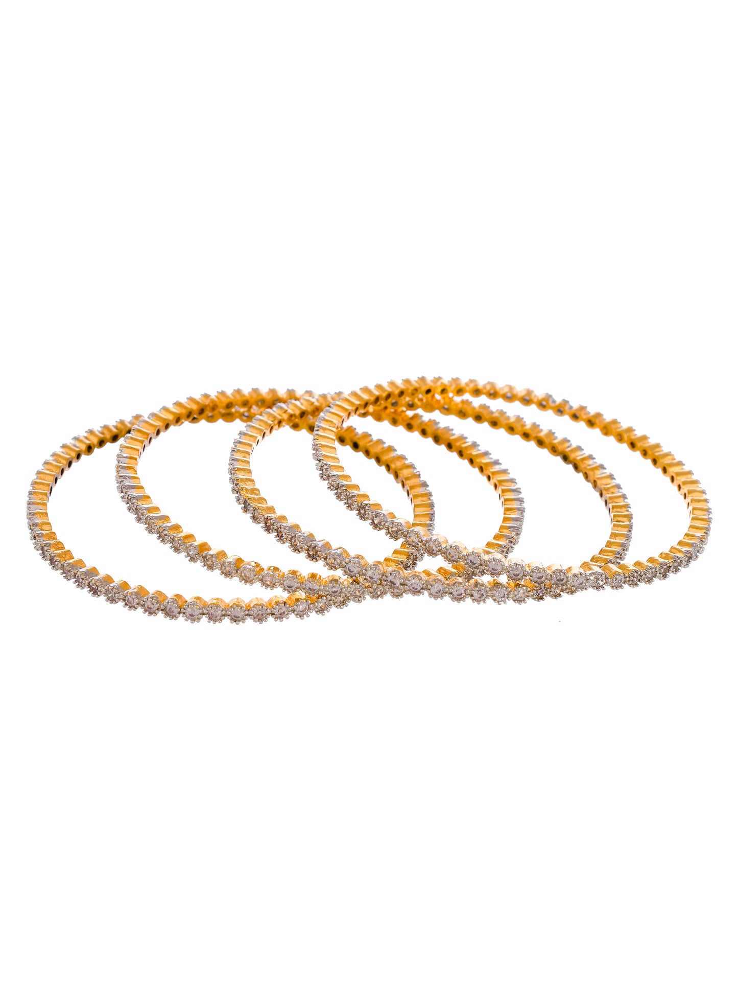 Set Of 4 Gold Plated Silver Stone Studded Handcrafted Bangles